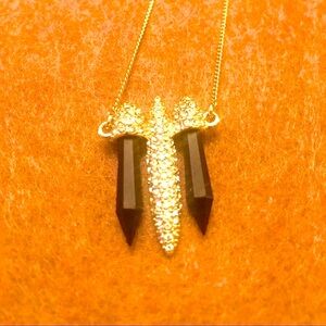 2/$20. “RACHEL ROY” BLACK ONYX and WHITE CRYSTAL PENDANT